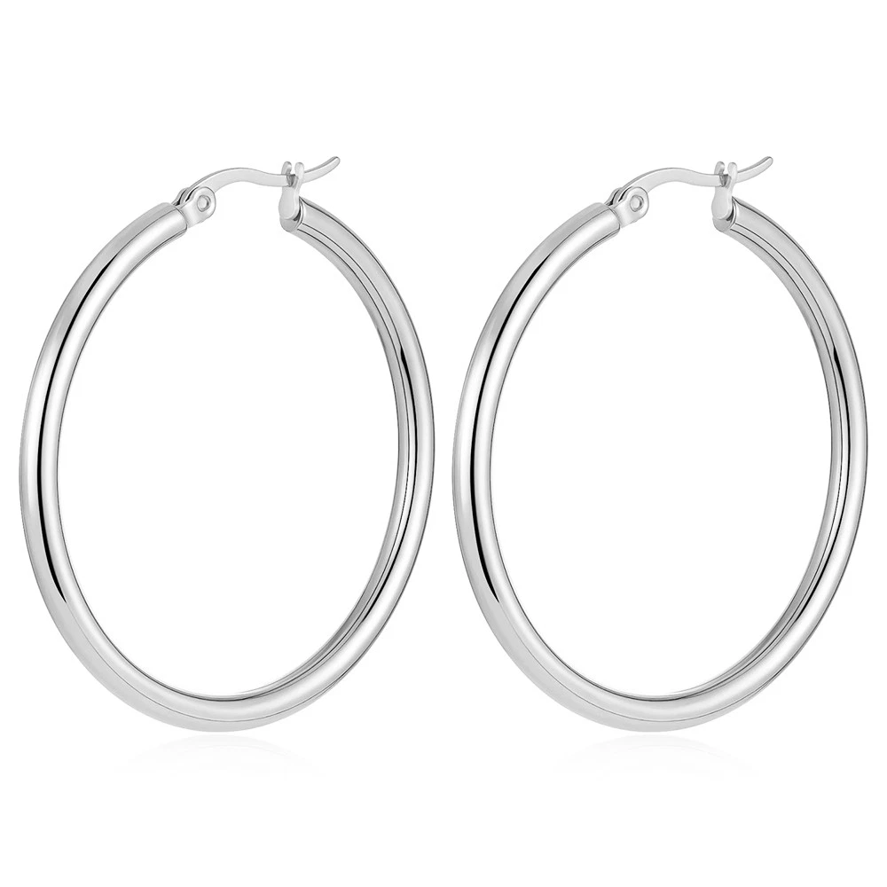 14K Real Solid Yellow Gold Shiny Polished Round Creole Hoop Earrings All Sizes - Image 7